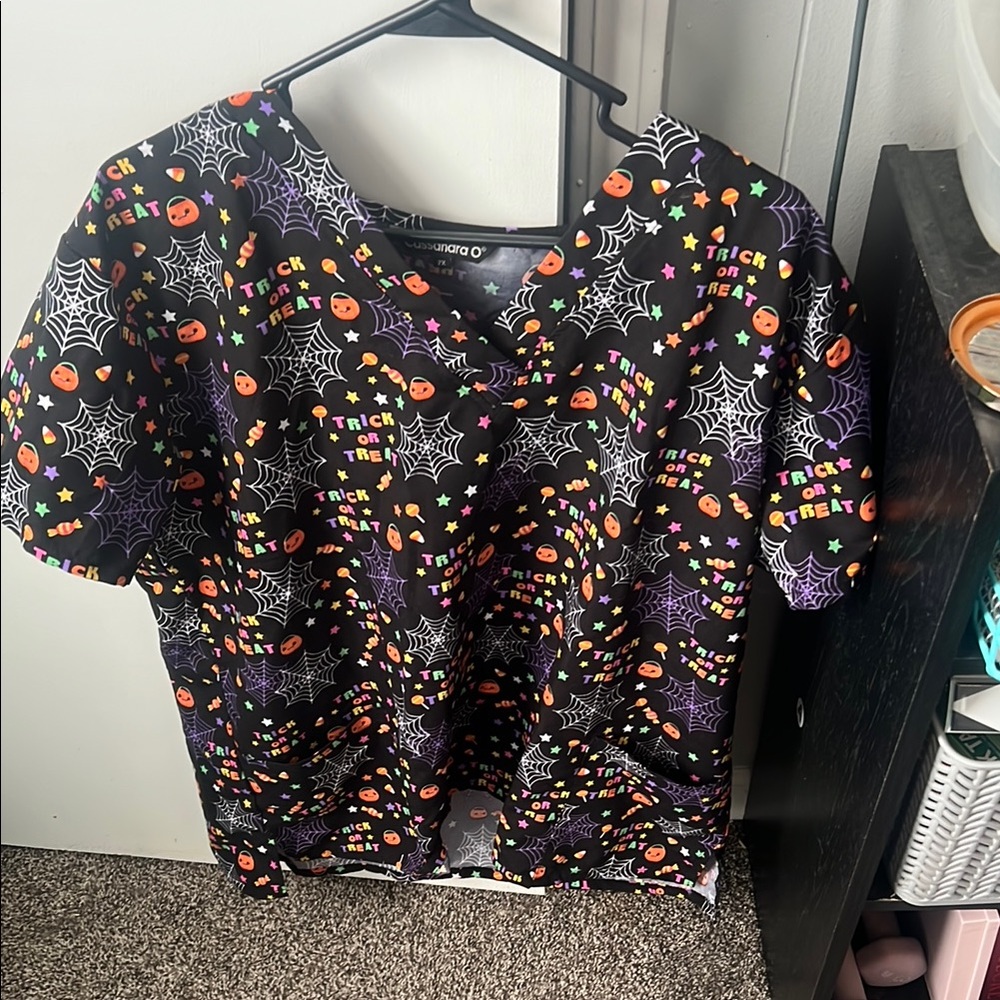 Halloween Themed Scrub Top